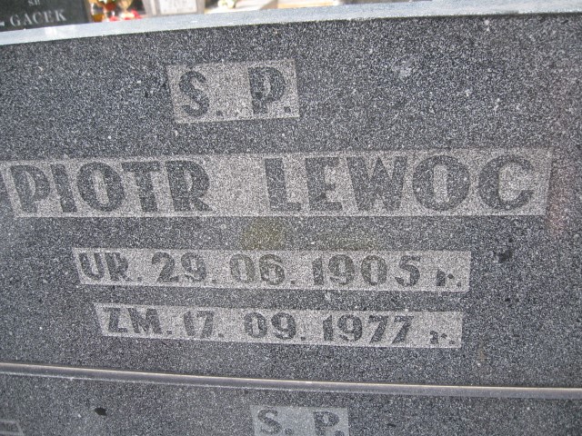 Piotr Lewoc 1905 Legnica - Grobonet - Wyszukiwarka osób pochowanych