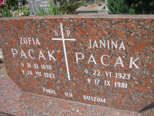 Janina Pacak 1923 Legnica - Grobonet - Wyszukiwarka osób pochowanych