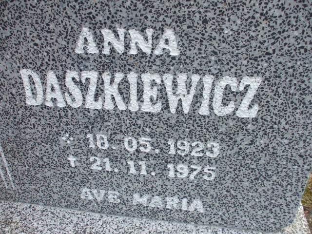 Anna Daszkiewicz 1923 Legnica - Grobonet - Wyszukiwarka osób pochowanych