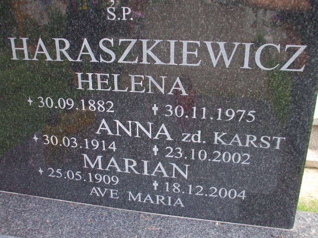 Helena Haraszkiewicz 1882 Legnica - Grobonet - Wyszukiwarka osób pochowanych