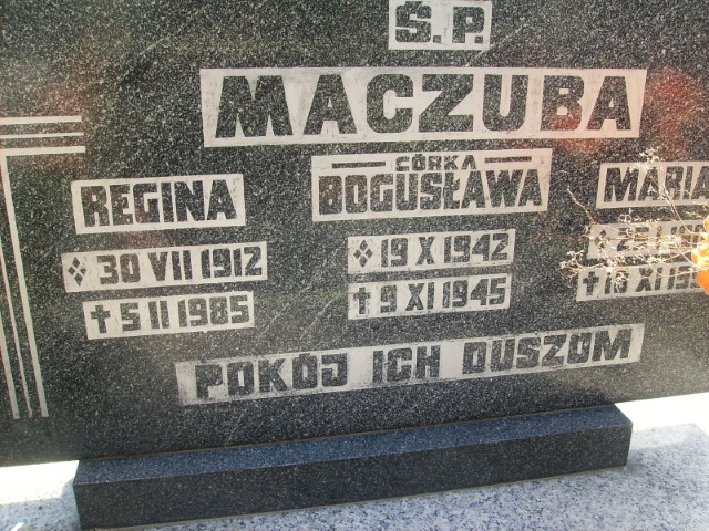 Bogusława Maczuba 1942 Legnica - Grobonet - Wyszukiwarka osób pochowanych