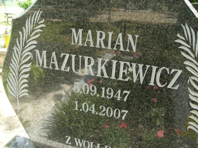 Marian Mazurkiewicz 1947 Legnica - Grobonet - Wyszukiwarka osób pochowanych