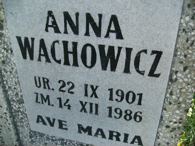 Anna Wachowicz 1901 Legnica - Grobonet - Wyszukiwarka osób pochowanych