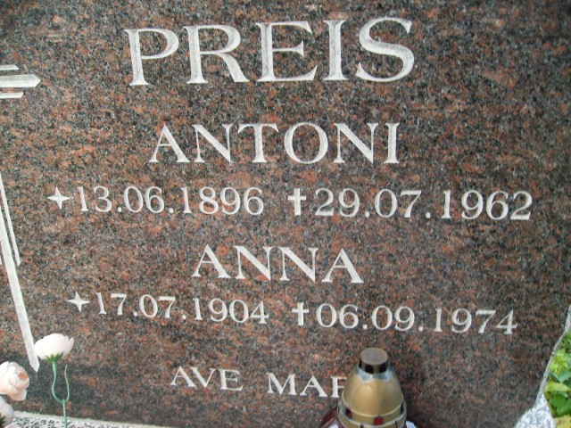 Antoni Preis 1896 Legnica - Grobonet - Wyszukiwarka osób pochowanych