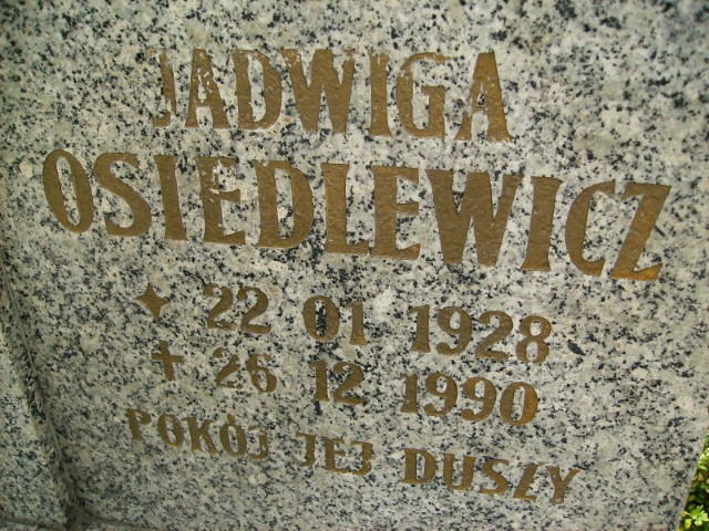 Jadwiga Osiedlewicz 1928 Legnica - Grobonet - Wyszukiwarka osób pochowanych
