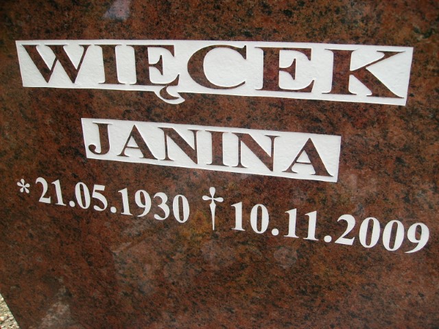 Janina Więcek 1930 Legnica - Grobonet - Wyszukiwarka osób pochowanych