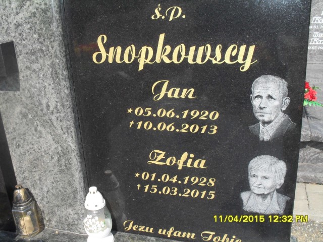 Zofia Snopkowska 1928 Legnica - Grobonet - Wyszukiwarka osób pochowanych