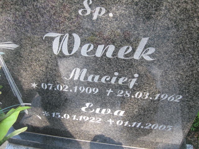 Maciej Wenek 1909 Legnica - Grobonet - Wyszukiwarka osób pochowanych