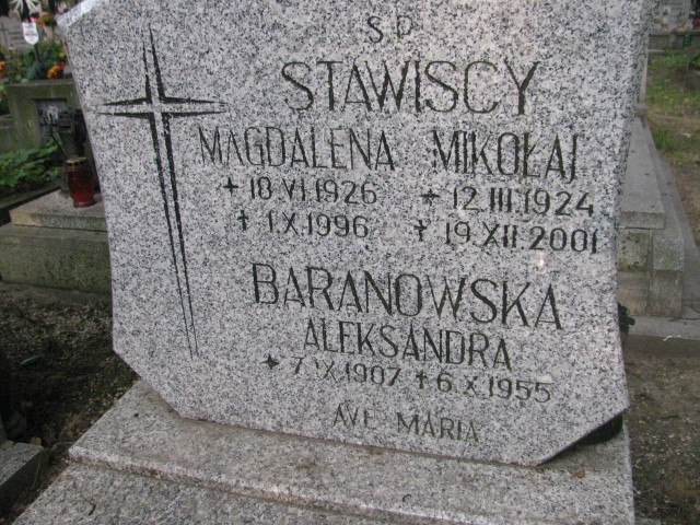 Aleksandra Baranowska 1907 Legnica - Grobonet - Wyszukiwarka osób pochowanych