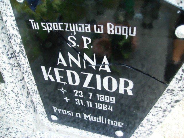 Anna Kędzior 1899 Legnica - Grobonet - Wyszukiwarka osób pochowanych