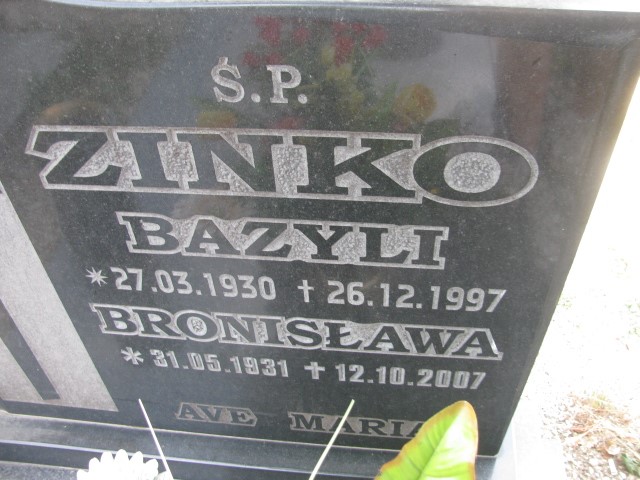 Bazyli Zinko 1930 Legnica - Grobonet - Wyszukiwarka osób pochowanych