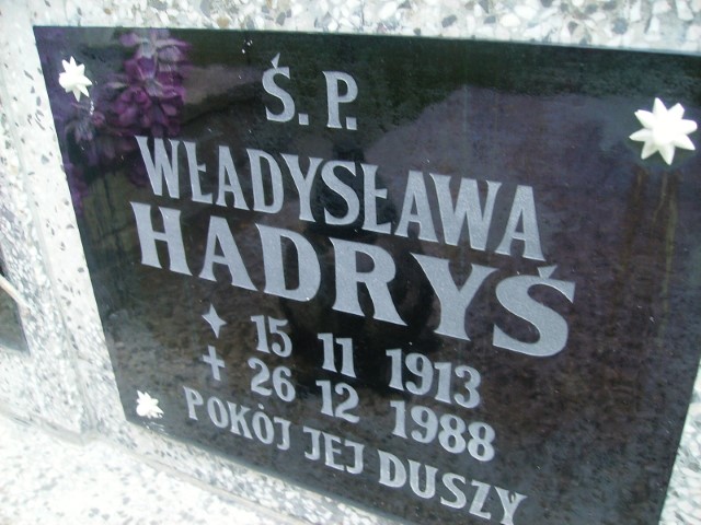 Władysława Hadryś 1913 Legnica - Grobonet - Wyszukiwarka osób pochowanych