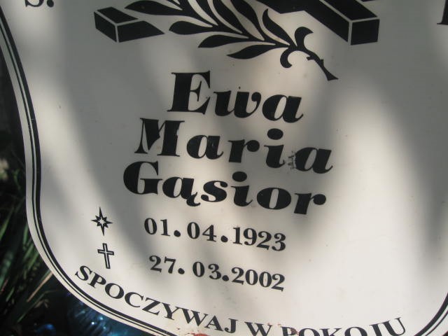 Ewa Gąsior 1923 Legnica - Grobonet - Wyszukiwarka osób pochowanych