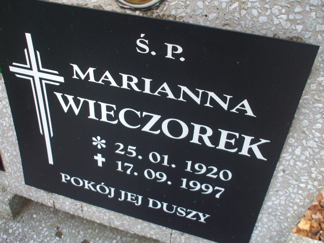 Marianna Wieczorek 1920 Legnica - Grobonet - Wyszukiwarka osób pochowanych