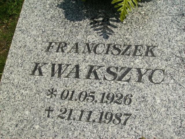 Franciszek Kwakszyc 1926 Legnica - Grobonet - Wyszukiwarka osób pochowanych