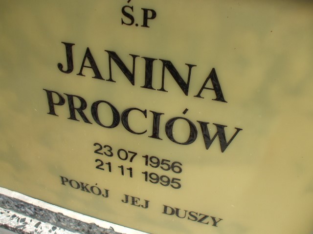 Janina Prociów 1956 Legnica - Grobonet - Wyszukiwarka osób pochowanych