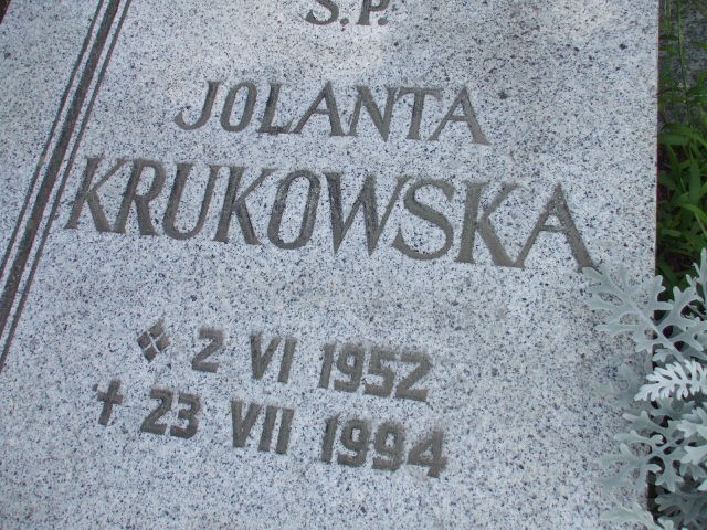 Jolanta Krukowska 1952 Legnica - Grobonet - Wyszukiwarka osób pochowanych