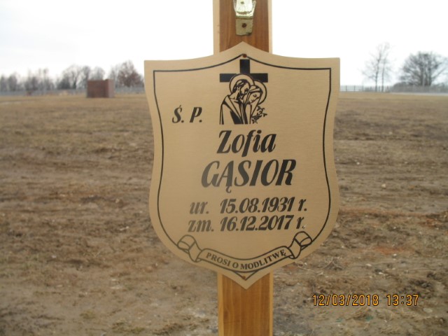 Grób ZOFIA GĄSIOR